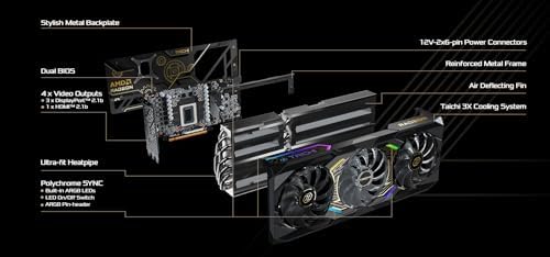 ASRock Radeon RX 9070 XT Taichi 16GB OC Graphics Card  AMD RDNA 4 Architecture  16GB GDDR6  PCIe 5 0  Taichi 3X Cooling  Reverse Spin  Dual BIOS  16 Phase SPS  Polychrome SYNC