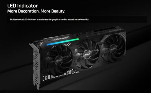 ASRock Radeon RX 9070 Challenger 16GB OC Graphics Card  RDNA 4  2520MHz Boost  16GB GDDR6 256 bit  PCIe 5 0  Triple Fans  0dB Silent  LED Indicator