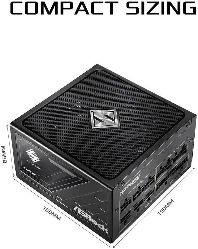 ASRock Steel Legend SL 1000G 1000W 80 PLUS GOLD & Cybenetics PLATINUM Full Modular Power Supply  ATX3 1 & PCIe5 1 Ready with Dual Color 12V 2x6 Cable  10 Years Warranty