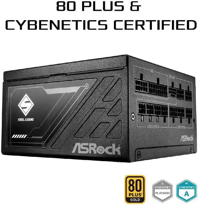 ASRock Steel Legend SL 1000G 1000W 80 PLUS GOLD & Cybenetics PLATINUM Full Modular Power Supply  ATX3 1 & PCIe5 1 Ready with Dual Color 12V 2x6 Cable  10 Years Warranty