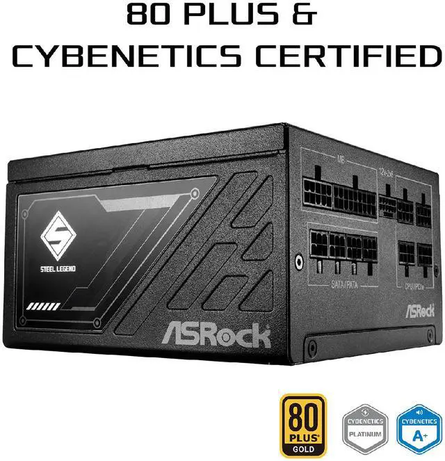 ASRock Steel Legend SL 750G 750W 80 PLUS GOLD & Cybenetics PLATINUM Full Modular Power Supply  ATX3 1 & PCIe5 1 Ready with Dual Color 12V 2x6 Cable  10 Years Warranty