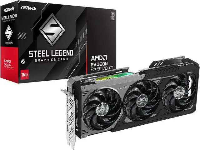 ASRock Steel Legend Radeon RX 9070 XT 16GB GDDR6 PCI Express 5 0 x16 Graphics Card RX9070XT SLD 16G