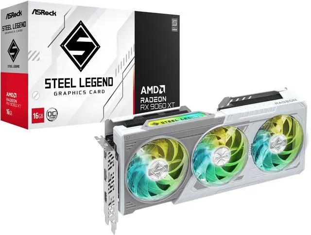 ASRock Steel Legend Radeon RX 9060 XT 16GB GDDR6 PCI Express 5 0 x16 Graphics Card RX9060XT SL 16GO RX 9060XT