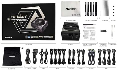 ASRock Taichi TC 1650T 1650W 80  Titanium PSU & 600W 12V 2x6 GPU Cable Bundle   ATX3 1 & PCIe5 1 Ready   Ultimate Power for High End GPU & Overclocking Builds