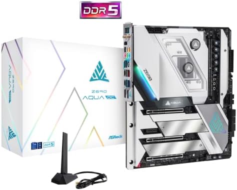 ASRock Z690 Aqua OC Motherboard DDR5 7000 Dual Channel 6 SATA3 LGA1700 96GB 2oz Copper PCB 12 Layer PCB EATX SATA3 6 0 Gb/s