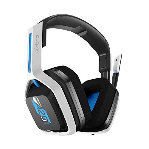 ASTRO Gaming A20 Wireless Headset Gen 2 for PlayStation 5/4  PC & Mac   White/Blue  Wireless Gaming Headset with Microphone