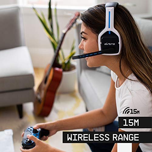 ASTRO Gaming A20 Wireless Headset Gen 2 for PlayStation 5/4  PC & Mac   White/Blue  Wireless Gaming Headset with Microphone