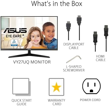 ASUS 27  4K Eye Care Monitor  VY27UQ    UHD  3840 x 2160   IPS  HDR10  Adaptive Sync  Eye Care Plus  Display Port  HDMI  Speaker  DisplayWidget  Blue Light Filter  Flicker Free  3yr Warranty