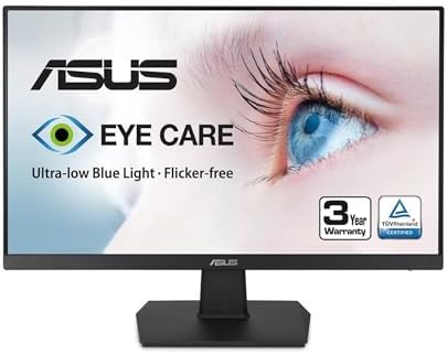 ASUS 27  4K Eye Care Monitor  VY27UQ    UHD  3840 x 2160   IPS  HDR10  Adaptive Sync  Eye Care Plus  Display Port  HDMI  Speaker  DisplayWidget  Blue Light Filter  Flicker Free  3yr Warranty