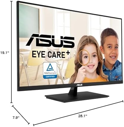 ASUS 31 5  4K HDR Eye Care Monitor  VP327Q    UHD  3840 x 2160   99  sRGB  HDR 10  Adaptive Sync  Speakers  DisplayPort  HDMI  Flicker Free  Blue Light Filter  VESA Mountable Black
