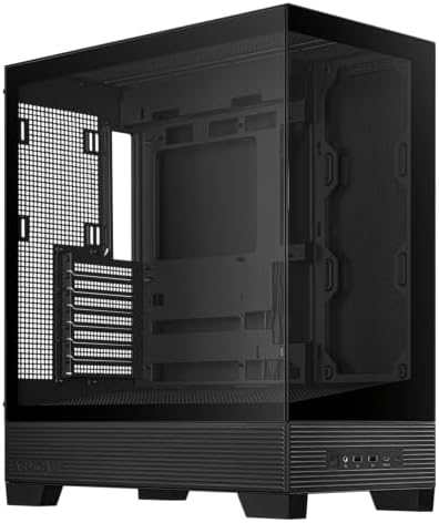 ASUS A31 Black ATX Mid Tower Gaming Case  Dual Tempered Glass  Frameless  BTF Hidden Connectors  360 AIO Support  Angled Base  ARGB  Optimized Airflow  Seamless Cable Management  2 Year Warranty