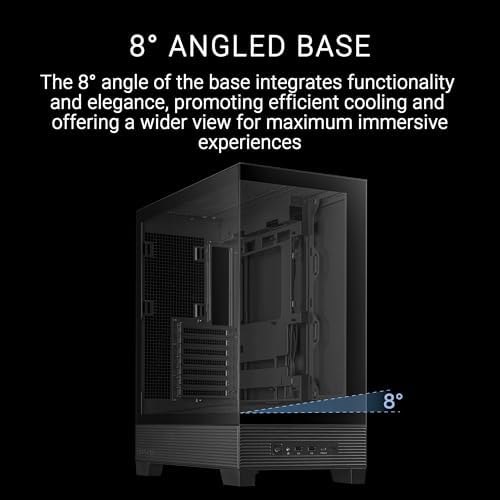 ASUS A31 Black ATX Mid Tower Gaming Case  Dual Tempered Glass  Frameless  BTF Hidden Connectors  360 AIO Support  Angled Base  ARGB  Optimized Airflow  Seamless Cable Management  2 Year Warranty