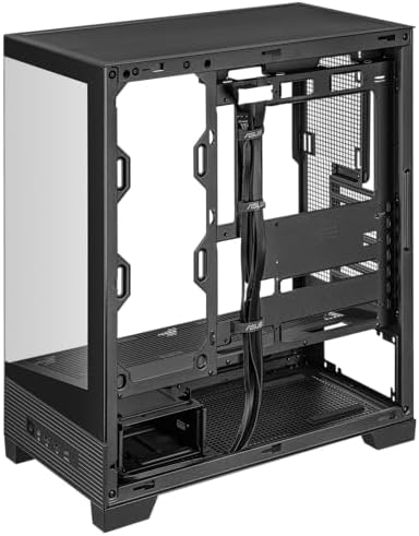 ASUS A31 Black ATX Mid Tower Gaming Case  Dual Tempered Glass  Frameless  BTF Hidden Connectors  360 AIO Support  Angled Base  ARGB  Optimized Airflow  Seamless Cable Management  2 Year Warranty