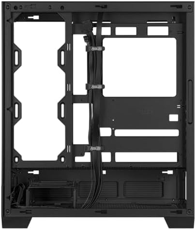 ASUS A31 Black ATX Mid Tower Gaming Case  Dual Tempered Glass  Frameless  BTF Hidden Connectors  360 AIO Support  Angled Base  ARGB  Optimized Airflow  Seamless Cable Management  2 Year Warranty