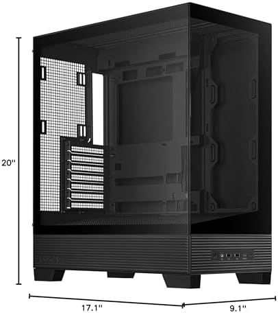 ASUS A31 Black ATX Mid Tower Gaming Case  Dual Tempered Glass  Frameless  BTF Hidden Connectors  360 AIO Support  Angled Base  ARGB  Optimized Airflow  Seamless Cable Management  2 Year Warranty