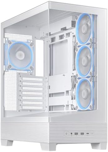 ASUS A31 Black ATX Mid Tower Gaming Case  Dual Tempered Glass  Frameless  BTF Hidden Connectors  360 AIO Support  Angled Base  ARGB  Optimized Airflow  Seamless Cable Management  2 Year Warranty