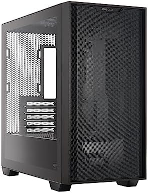 ASUS A31 Black ATX Mid Tower Gaming Case  Dual Tempered Glass  Frameless  BTF Hidden Connectors  360 AIO Support  Angled Base  ARGB  Optimized Airflow  Seamless Cable Management  2 Year Warranty