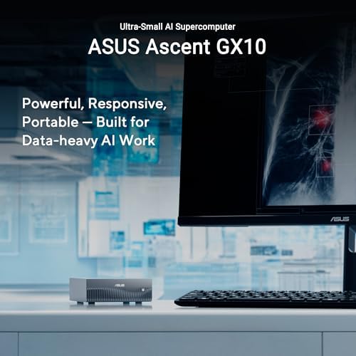 ASUS Ascent GX10 Personal AI Supercomputer with NVIDIA GB10 Superchip  128GB LPDDR5x RAM  1TB PCIe G4x4 NVMe SSD  Wi Fi 7 & BT5 4  DGX OS  and Gray Anodized Metal Chassis with Stackable Magnetic Feet
