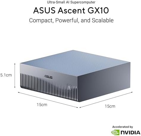 ASUS Ascent GX10 Personal AI Supercomputer with NVIDIA GB10 Superchip  128GB LPDDR5x RAM  1TB PCIe G4x4 NVMe SSD  Wi Fi 7 & BT5 4  DGX OS  and Gray Anodized Metal Chassis with Stackable Magnetic Feet