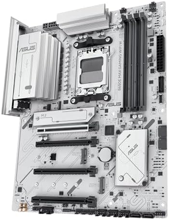 ASUS B650E MAX Gaming WiFi W   AMD B650 AM5 ATX Motherboard  White PCB  DDR5  PCIe 5 0  3X M 2  Wi Fi 6E  2 5Gb LAN  USB 10Gbps Type C  DisplayPort  HDMI   BIOS Flashback   Aura Sync  Advanced AI PC