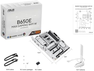 ASUS B650E MAX Gaming WiFi W   AMD B650 AM5 ATX Motherboard  White PCB  DDR5  PCIe 5 0  3X M 2  Wi Fi 6E  2 5Gb LAN  USB 10Gbps Type C  DisplayPort  HDMI   BIOS Flashback   Aura Sync  Advanced AI PC