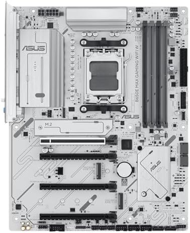 ASUS B650E MAX Gaming WiFi W   AMD B650 AM5 ATX Motherboard  White PCB  DDR5  PCIe 5 0  3X M 2  Wi Fi 6E  2 5Gb LAN  USB 10Gbps Type C  DisplayPort  HDMI   BIOS Flashback   Aura Sync  Advanced AI PC