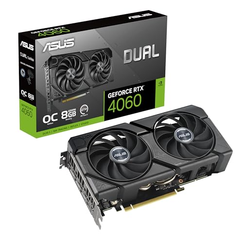 ASUS Dual GeForce RTX  4060 EVO OC Edition 8GB GDDR6  PCIe 4 0  8GB GDDR6  DLSS 3  HDMI 2 1a  DisplayPort 1 4a  Axial tech Fan Design  0dB Technology  Dual BIOS  Auto Extreme Technology  and More 
