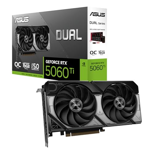ASUS Dual GeForce RTX  5060 Ti 16GB GDDR7 OC Edition  PCIe 5 0  16GB GDDR7  DLSS 4  HDMI 2 1b  DisplayPort 2 1b  2 5 Slot Design  Axial tech Fan Design  0dB Technology  and More