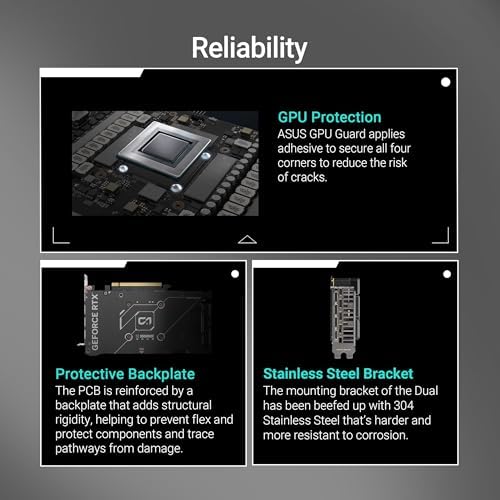 ASUS Dual GeForce RTX™ 5060 8GB GDDR7 OC Edition (PCIe 5.0, 8GB GDDR7, DLSS 4, HDMI 2.1b, DisplayPort 2.1b, diseño de 2.5 ranuras, diseño de ventilador de tecnología axial, tecnología 0dB y más)