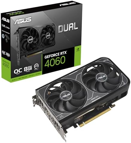 ASUS Dual GeForce RTX  4060 V2 OC Edition  PCIe 4 0  8GB GDDR6  DLSS 3  HDMI 2 1a  DisplayPort 1 4a  2 Slot Design  Axial tech Fan Design  0dB Technology  and More 
