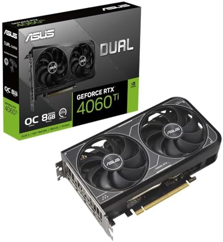 ASUS Dual GeForce RTX 4060 Ti V2 OC Edition 8GB GDDR6 SFF Compatible with Axial tech Fan/DUAL RTX4060TI O8G V2  Renewed 