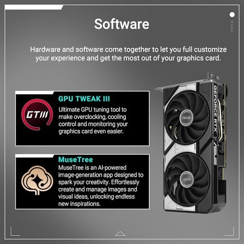 ASUS Dual GeForce RTX  5060 Ti 16GB GDDR7 OC Edition Graphics Card  NVIDIA  Desktop  PCIe 5 0  DLSS 4  HDMI 2 1b  DisplayPort 2 1b  2 5 Slot  Axial tech Fan  0dB Technology