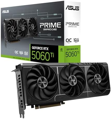 ASUS Dual GeForce RTX  5060 Ti 16GB GDDR7 OC Edition Graphics Card  NVIDIA  Desktop  PCIe 5 0  DLSS 4  HDMI 2 1b  DisplayPort 2 1b  2 5 Slot  Axial tech Fan  0dB Technology