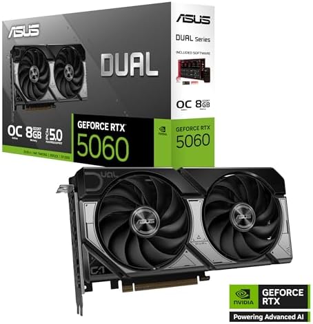 ASUS Dual GeForce RTX  5060 8GB GDDR7 OC Edition  PCIe 5 0  8GB GDDR7  DLSS 4  HDMI 2 1b  DisplayPort 2 1b  2 5 Slot Design  Axial tech Fan Design  0dB Technology  and More 