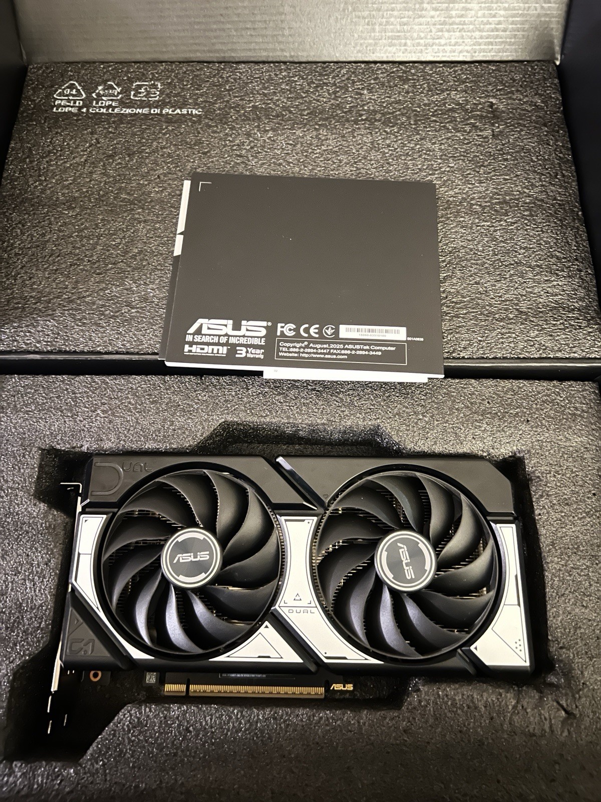ASUS Dual NVIDIA GeForce RTX 5060 Ti 8GB GDDR7 OC Edition Dual Fan Graphics Card