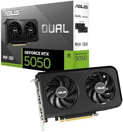 ASUS Dual NVIDIA GeForce RTX  5050 8GB GDDR6  PCIe 5 0  8GB GDDR6  DLSS 4  HDMI 2 1b  DisplayPort 2 1b  2 Slot  Axial tech Fan Design  0dB Technology  Dual BIOS   3 Year Warranty