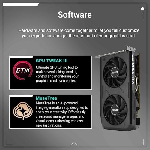 ASUS Dual NVIDIA GeForce RTX  5050 8GB GDDR6  PCIe 5 0  8GB GDDR6  DLSS 4  HDMI 2 1b  DisplayPort 2 1b  2 Slot  Axial tech Fan Design  0dB Technology  Dual BIOS   3 Year Warranty