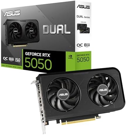 ASUS Dual NVIDIA GeForce RTX  5050 8GB GDDR6  PCIe 5 0  8GB GDDR6  DLSS 4  HDMI 2 1b  DisplayPort 2 1b  2 Slot  Axial tech Fan Design  0dB Technology  Dual BIOS   3 Year Warranty