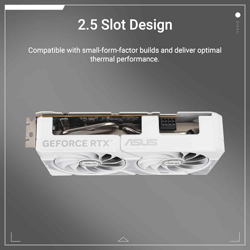ASUS Dual NVIDIA GeForce RTX  5060 8GB GDDR7 White OC Edition Graphics Card  Desktop  PCIe 5 0  DLSS 4  HDMI 2 1b  DisplayPort 2 1b  2 5 Slot  Axial tech Fan  Dual BIOS   3 Year Warranty