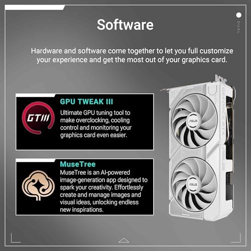 ASUS Dual NVIDIA GeForce RTX  5060 8GB GDDR7 White OC Edition Graphics Card  Desktop  PCIe 5 0  DLSS 4  HDMI 2 1b  DisplayPort 2 1b  2 5 Slot  Axial tech Fan  Dual BIOS   3 Year Warranty