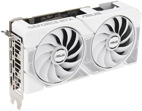 ASUS Dual NVIDIA GeForce RTX  5060 8GB GDDR7 White OC Edition Graphics Card  Desktop  PCIe 5 0  DLSS 4  HDMI 2 1b  DisplayPort 2 1b  2 5 Slot  Axial tech Fan  Dual BIOS   3 Year Warranty