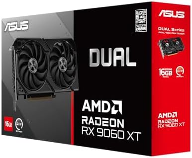 ASUS Dual Radeon RX 9060 XT 16GB GDDR6 Graphics Card  AMD  for Desktop  PCIe 5 0  HDMI 2 1b  DisplayPort 2 1a  2 5 Slot  Axial tech Fan  0dB Technology  and More 