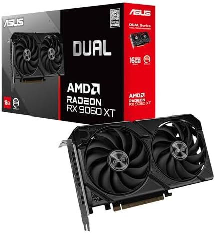 ASUS Dual Radeon RX 9060 XT 16GB GDDR6 Graphics Card  AMD  for Desktop  PCIe 5 0  HDMI 2 1b  DisplayPort 2 1a  2 5 Slot  Axial tech Fan  0dB Technology  and More