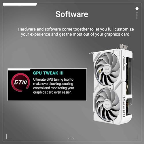 ASUS Dual Radeon RX 9060 XT 16GB GDDR6 White Edition Graphics Card  AMD   PCIe 5 0  HDMI 2 1b  DisplayPort 2 1a  2 5 Slot  Axial tech Fan  0dB Technology  and More 