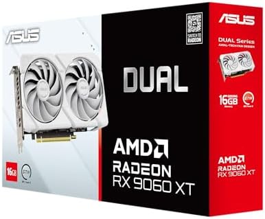 ASUS Dual Radeon RX 9060 XT 16GB GDDR6 White Edition Graphics Card  AMD   PCIe 5 0  HDMI 2 1b  DisplayPort 2 1a  2 5 Slot  Axial tech Fan  0dB Technology  and More 
