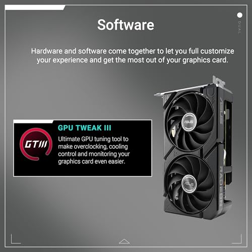 ASUS Dual Radeon RX 9060 XT 8GB GDDR6 Graphics Card PCIe 5 0 HDMI 2 1b DisplayPort 2 1a 2 5 Slot Design Axial tech Fan Design 0dB Technology and More