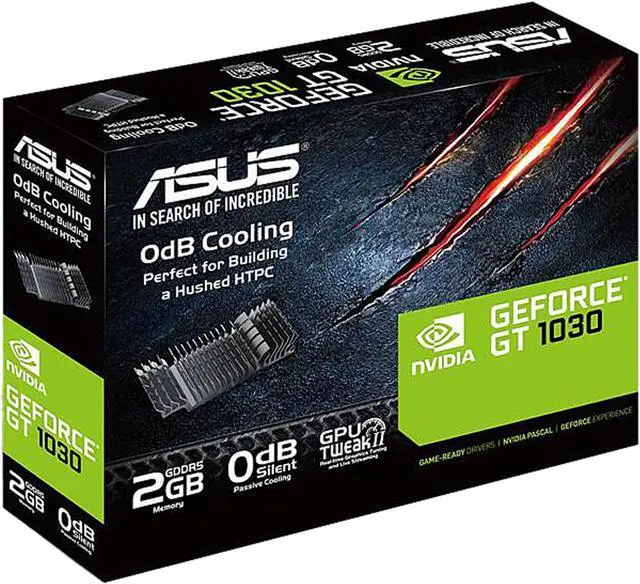 Tarjeta de vídeo ASUS GeForce GT 1030 DirectX 12 GT1030-SL-2G-BRK de 2 GB, 64 bits, GDDR5, PCI Express 3.0, compatible con HDCP