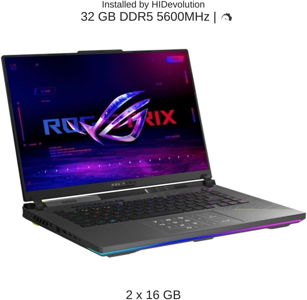 ASUS Latest 2026 ROG Strix G16 Gaming Laptop  16 FHD 165Hz Display  16 Core AMD Ryzen 9 8940HX  RTX 5070 Ti  16GB RAM  1TB SSD  Eclipse Grey