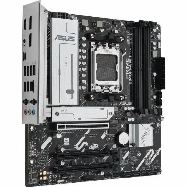 ASUS PRIME B840M A WIFI CSM AMD AM5 B840 mATX motherboard  Advanced AI Ready  DDR5  PCIe 4 0 Ready  three M 2 slots  Wi Fi 6E  2 5Gb LAN  DisplayPort  HDMI  USB 5Gbps Type C  BIOS FlashBack  Aura