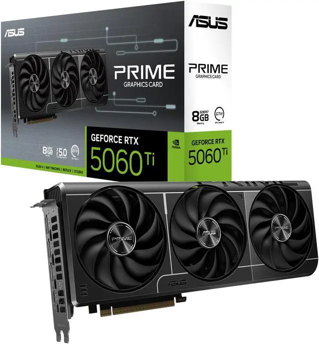 Tarjeta gráfica ASUS PRIME GeForce RTX 5060 Ti de 8 GB, 128 bits, GDDR7, PCI Express 5.0 x8, DLSS 4.0, PRIME-RTX5060TI-8G